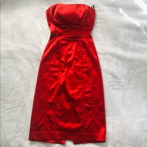 Bebe Satin Red Bodycon Dress (XS)